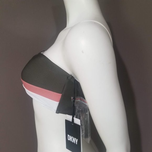 DKNY Colorblocked Bandeau Bikini Top  Moss Green Size Medium - Picture 3 of 10